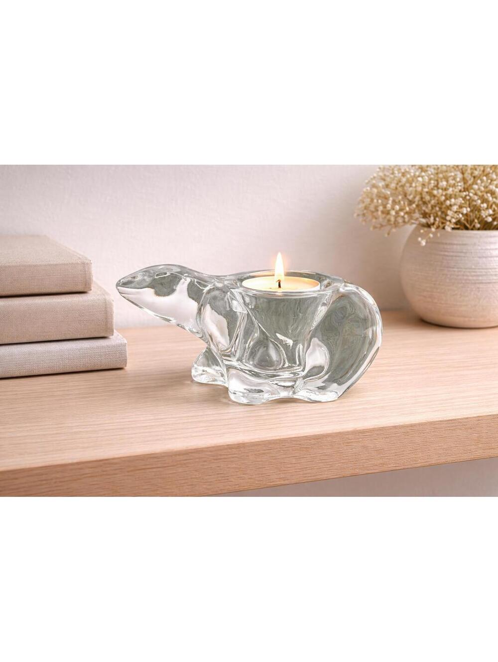 Vintage Indiana Glass Clear Glass Polar Bear Votive Tealight Candle Holder